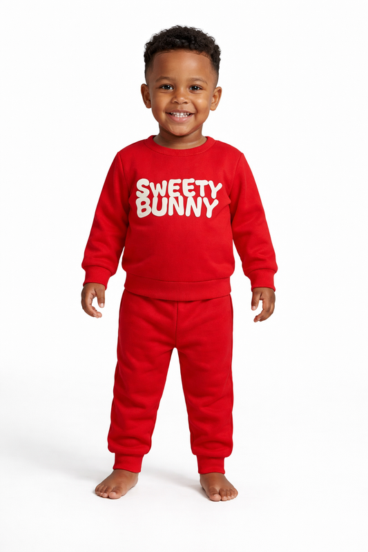Kids' Sweety Bunny Tracksuit Set - Red