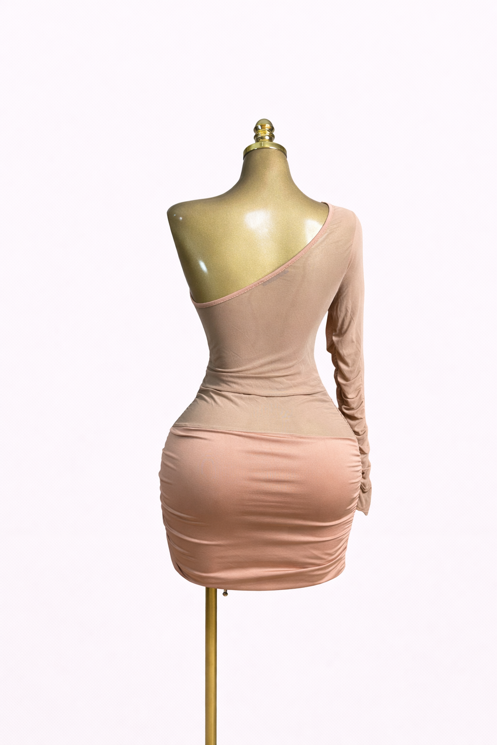 NEW- Champagne One-Shoulder Cut-Out Bodycon Dress