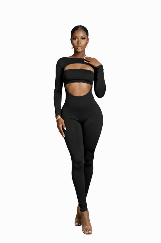 Black Cut-Out Off-Shoulder Jumpsuit